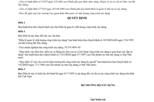 Quyết định 20/BXD-GĐ 1995 điều lệ quản lý chất lượng công trình xây dựng