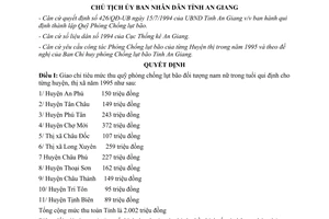Quyết định 475/QĐ-UB Giao chỉ tiêu mức thu quỹ Phòng chống lụt bão năm 1995 An Giang