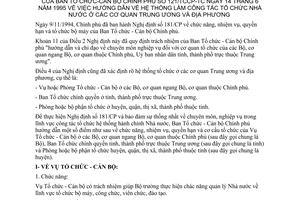 Thông tư 121/TCCP-TC  hướng dẫn hệ thống công tác tổ chức Nhà nước cơ quan Trung ương địa phương