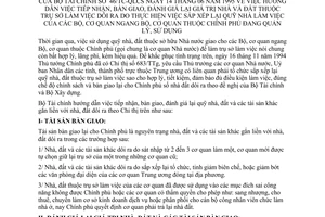 Thông tư 46/TC-QLCS hướng dẫn tiếp nhận bàn giao đánh giá lại giá trị nhà đất trụ sở làm việc dôi ra sắp xếp quỹ nhà