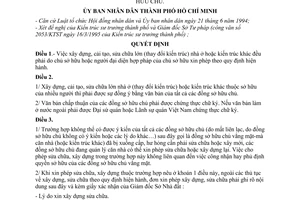 Quyết định 4555/QĐ-UB-QLĐT quy định cấp giấy phép xây dựng, sửa chữa nhà vắng đồng sở hữu chủ