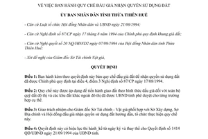 Quyết định 1340/QĐ-UBND 1995 Quy chế đấu giá nhận quyền sử dụng đất Thừa Thiên Huế