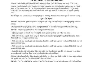 Quyết định 492/QĐ.UB.TC năm 1995 thành lập Chi cục Bảo vệ nguồn lợi Thủy sản