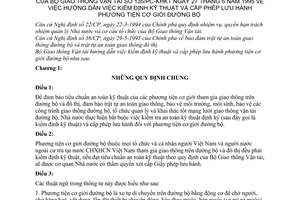 Thông tư 135/PC-KHKT hướng dẫn kiểm định kỹ thuật cấp phép lưu hành phương tiện cơ giới đường bộ