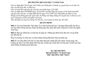 Quyết định 2165/GD-ĐT qui định về vệ sinh trường tiểu học