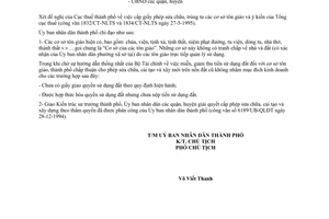 Công văn 1652/UB-QLKT cấp giấy phép sửa chữa, xây dựng các cơ sở tôn giáo trên nền đất cũ