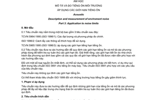 Tiêu chuẩn Việt Nam TCVN 5965:1995 (ISO 1996/3 : 1987) về âm học - mô tả và đo tiếng ồn môi trường - áp dụng các giới hạn tiếng ồn do Bộ Khoa học Công nghệ và Môi trường ban hành