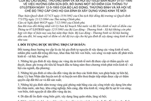 Thông tư 15/LĐTBXH trợ cấp hộ gia đình xây dựng vùng kinh tế mới sửa đổi Thông tư 07/LĐTBXH