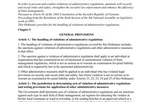 Ordinance No. 41-L/CTN of July 06, 1995, on the handling of violations of administrative regulations