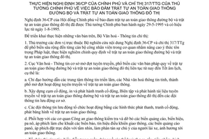 Chỉ thị 39-CT/VHTT thực hiện Nghị định 36/CP Chỉ thị 317/TTg bảo đảm trật tự an toàn giao thông đường bộ trật tự an toàn giao thông đô thị