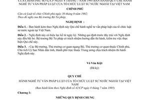 Nghị định 42-CP Quy chế hành nghề tư vấn pháp luật của tổ chức Luật sư nước ngoài tại Việt Nam