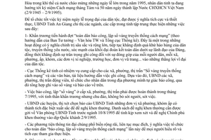 Chỉ thị 19/CT.UB năm 1995 kỷ niệm cách mạng tháng tám 50 năm ngày thành lập nước An Giang