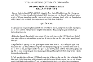 Nghị quyết số 01/NQ-TTHĐND 1995 lập và sử dụng quỹ xoá đói giảm nghèo Ninh Bình