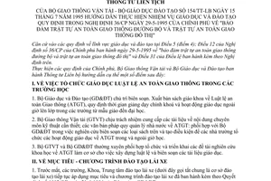 Thông tư liên bộ 154/TT-LB bảo đảm trật tự an toàn giao thông đường bộ đô thị