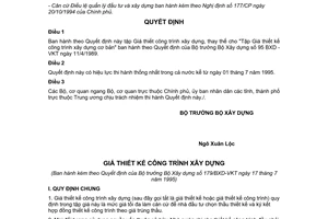 Quyết định 179/BXD-VKTgiá thiết công trình xây dựng