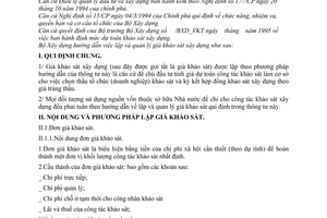 Thông tư 22/BXD-VKT hướng dẫn lập quản lý giá khảo sát xây dựng