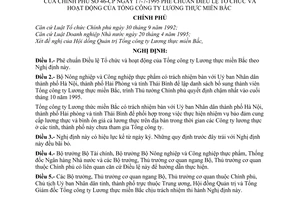 Nghị định 46-CP phê chuẩn điều lệ tổ chức và hoạt động của tổng công ty lương thực miền Bắc