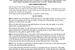 Quyết định 419-TTg cơ chế quản lý các hoạt động nghiên cứu khoa học và phát triển công nghệ