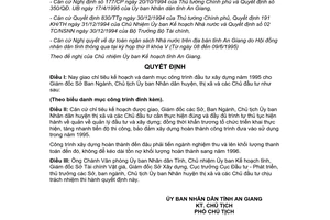 Quyết định 606/QĐ-UB kế hoạch vốn đầu tư xây dựng năm 1995 An Giang