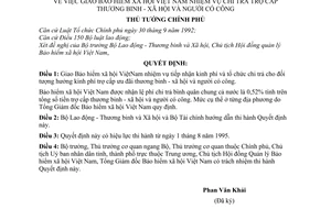 Quyết định 425-TTg giao Bảo hiểm xã hội Việt Nam nhiệm vụ chi trả trợ cấp thương binh - xã hội và người có công