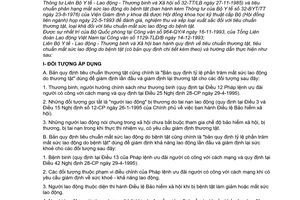 Thông tư liên bộ 12/TTLB quy định tiêu chuẩn thương bệnh tật mới