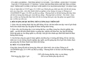Thông tư liên bộ 17/TTLB hướng dẫn chế độ trả lương dạy thêm giờ phụ cấp dạy lớp ghép của ngành Giáo dục và Đào tạo