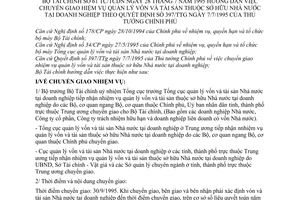 Thông tư 61 TC/TCDN hướng dẫn chuyển giao nhiệm vụ quản lý vốn tài sản sở hữu Nhà nước tại doanh nghiệp Quyết định 397/TTg