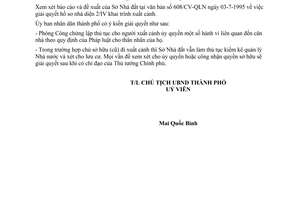 Công văn 1852/UB-QLĐT giải quyết 04 hồ sơ nhà diện 2/IV đã có danh sách chuyến bay xuất cảnh