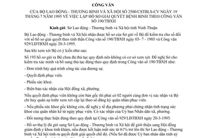 Công văn 2500/CSTBLS-CV lập hồ sơ giải quyết bệnh theo Công văn 190/TBXH