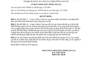 Quyết định 325/QĐ-UB 1995 sửa đổi quản lý đầu tư xây dựng Lào Cai Quyết định 552/QĐ.UB