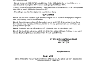 Quyết định 647/QĐ.UB năm 1995 giao chỉ tiêu kế hoạch Chương trình 327 An Giang