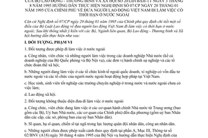 Thông tư 20/LĐTBXH-Tt đưa người lao động Việt Nam làm việc có thời hạn nước ngoài hướng dẫn Nghị định 07/CP