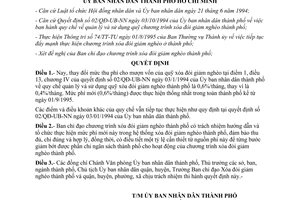 Quyết định 5785/QĐ-UB-KT 1995 thay đổi mức thu phí mượn vốn quỹ xóa đói giảm nghèo Hồ Chí Minh