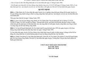 Quyết định 6032/QĐ-UB-QLĐT thực hiện quét vận chuyển và xử lý rác vào ban đêm