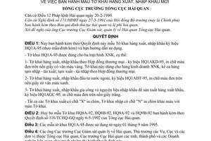 Quyết định 244/TCHQ-GSQL mẫu tờ khai hàng xuất, nhập khẩu mới