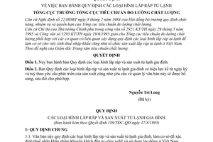 Quyết định 189/TĐC-QĐ Quy định các loại hình lắp ráp tủ lạnh