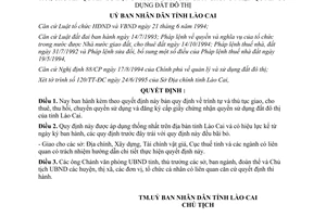 Quyết định 1135/QĐ.UB năm 1995 quy định thủ tục giao cho thuê thu hồi đất