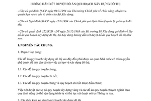 Thông tư 25/BXD/QTKH năm 1995 hướng dẫn xét duyệt đồ án quy hoạch xây dựng
