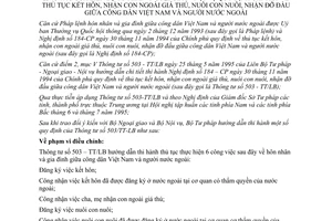 Thông tư 337/TT-BTP thủ tục kết hôn nhận con ngoài giá thú nuôi con nuôi