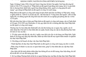 Chỉ thị 44/CT-UB-NCVX thực hiện PL ưu đãi người hoạt động mạng liệt sĩ gia đình liệt sĩ thương binh bệnh binh người hoạt động kháng chiến giúp đỡ CM