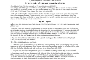 Quyết định 6337/QĐ-UB-QLĐT quy định khung giá đền bù, trợ cấp di chuyển nhà ở vật kiến trúc khác nằm trên và ven kinh rạch, ven sông nhà lụp xụp TPHCM