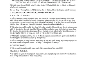 Thông tư 22-LĐTBXH/TT hướng dẫn thủ tục lập quản lý hồ sơ người có công cách mạng