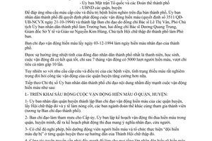 Công văn 2253/UB-NCVX tăng cường công tác vận động hiến máu nhân đạo