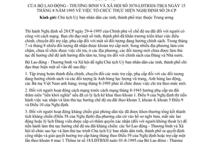 Công văn 3070-LĐTBXH-TBLS tổ chức thực hiện NĐ 28-CP