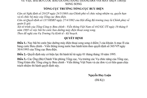 Quyết định 1235/KT-KH bãi bỏ cước bảo dưỡng hàng tháng máy điện thoại song song