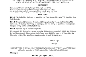 Nghị định 55-CP phê chuẩn Điều lệ tổ chức và hoạt động Tổng công ty dệt - may Việt Nam