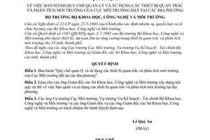 Quyết định 1545/QĐ-MTg Quy chế quản lý sử dụng thiết bị quan trắc và phân tích môi trường Cục Môi trường đặt tại địa phương