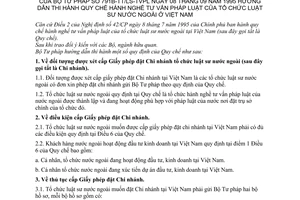 Thông tư 791B-TT/LS-TVPL hướng dẫn quy chế hành nghề tư vấn pháp luật tổ chức luật sư nước ngoài ở Việt Nam