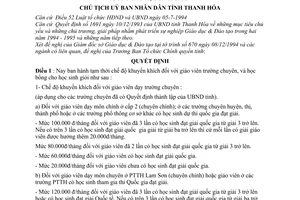 Quyết định 1681TC/UBTH chế độ khuyến khích giảng viên trường chuyên và học bổng học sinh giỏi