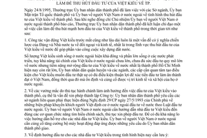 Thông báo 713/TB-VP-KT kết luận thường trực Ủy ban nhân dân thành phố công việc thu hút đầu tư việt kiều về thành phố